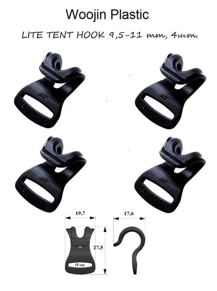 Крючки для крепления палаток к дугам 9,5-11 мм Woojin Plastic (2505 LITE TENT HOOK), 4 шт.