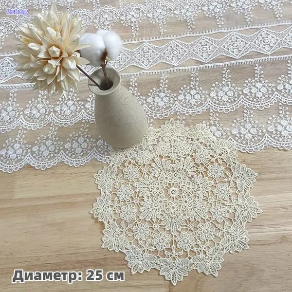 Салфетка сервировочная 25x25 см 1 шт полиэстер бежевый