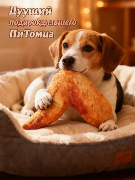 Игрушка для собак жевательная имитация мясной кости и куриных крыльев