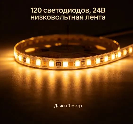 Светодиодная лента 12 Вт, IP20, Теплый белый, 1 шт