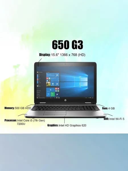 HP HP ProBook 650 G3, Как новый Ноутбук 15.6", Intel Core i5-7200U, RAM 8 ГБ, SSD, HDD 512 ГБ, Intel UHD Graphics 620, Windows Pro, темно-серый, Русская раскладка