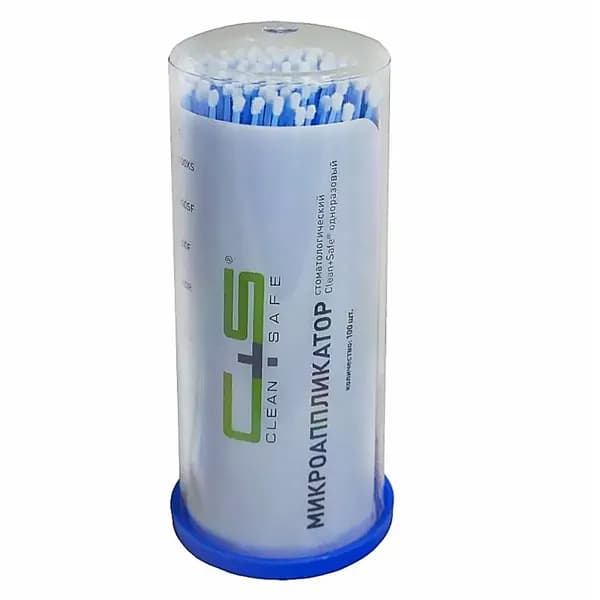 Микроаппликаторы стоматологические №3, Fine, голубой, 100 шт Clean+Safe