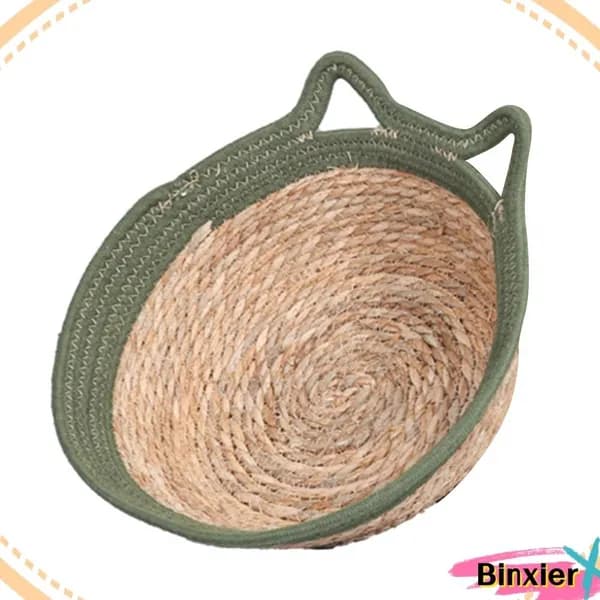 Тканое кошачье гнездо Маленький ротик 34 (подходит для домашних животных весом до 7 кг) армейские кошачьи ушки зеленого цвета плюс ватный диск