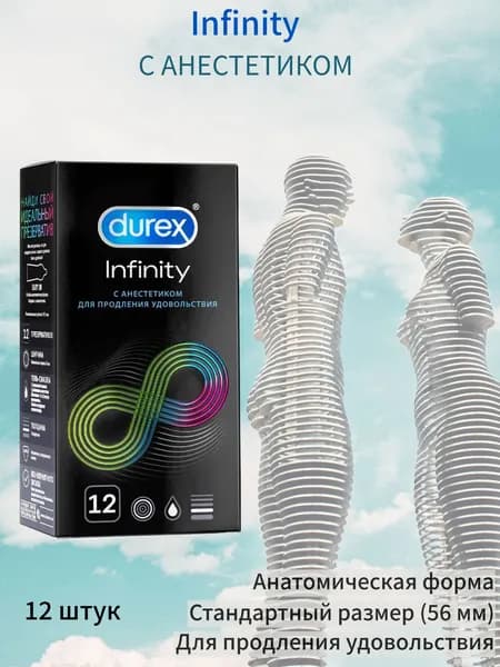 DUREX Infinity Презервативы 12 шт гладкие с анестетиком