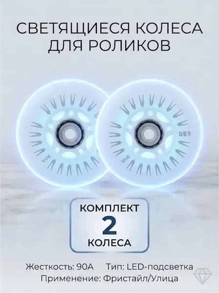 Светящиеся колеса 76 мм для роликов, детского самоката с подшипниками ILQ-9 (2шт)