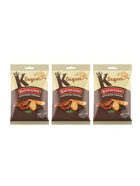 Кириешки Сухарики Baguet со вкусом аргентинских ребрышек, 50 гр, 3 уп