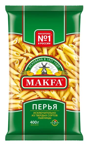 Макароны Makfa / Макфа Перья из твердых сортов пшеницы группа А высший сорт 400г / макаронные изделия