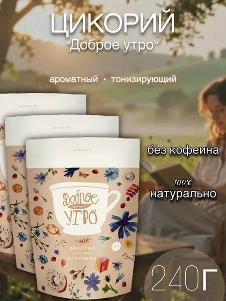 Цикорий Доброе утро натуральный растворимый с ароматом Капучино, 240г