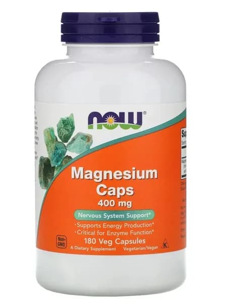 NOW Magnesium Caps, Магний Оксид, Цитрат, Аспартат 400 мг - 180 капсул