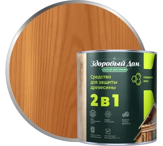Пропитка ЛАКРА Здоровый дом 2 в 1, тик (0,8 л)