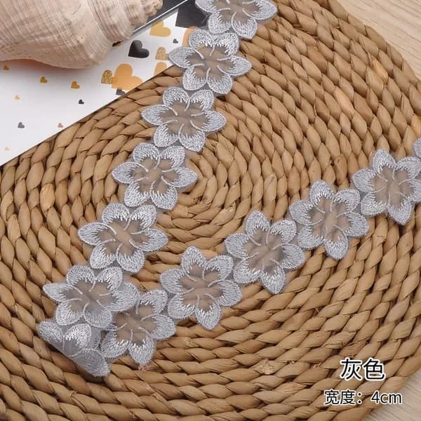 Ширина 4 см, разноцветная кружевная тесьма из органзы с вышивкой