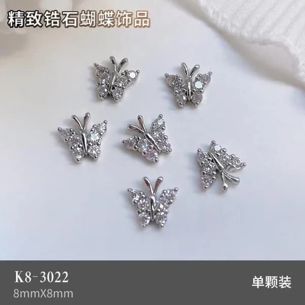 3D бабочки для ногтей со стразами, - 3022