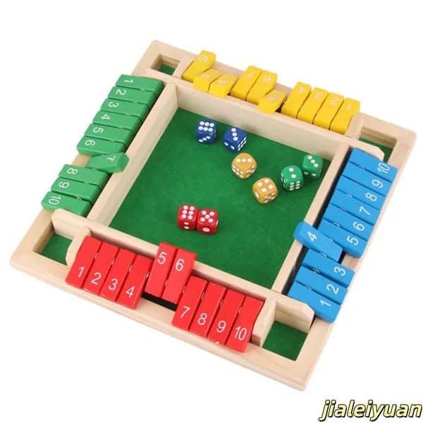Деревянная игра Закрой коробку для 4 игроков, с цифрами и цветами