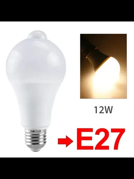 Светодиодная лампа с датчиком движения 12W 18W белая т