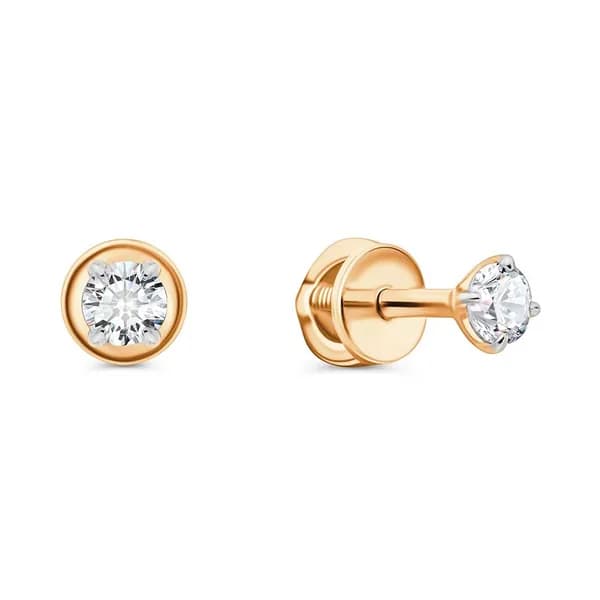 Серьги женские с фианитами из красного золота 585 пробы 585GOLD
