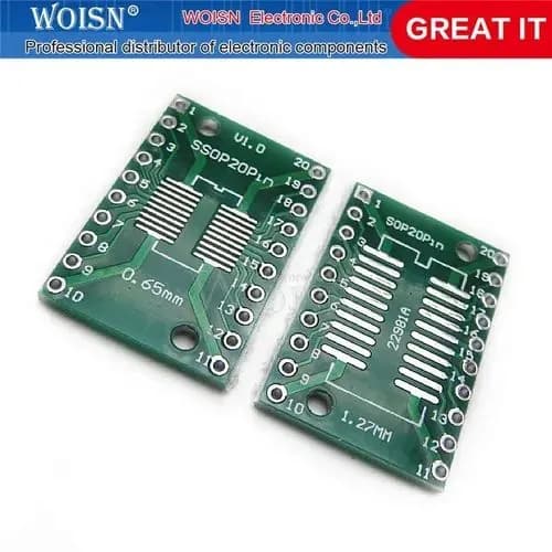 10шт./лот SOP20 SSOP20 TSSOP20 SMD to in-line DIP 0.65/1.27mm Adapter Board Интегральная схема
