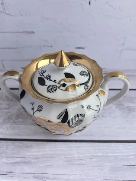 Сахарница розы. Позолота, СССР, винтаж, фарфор.