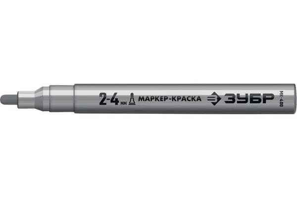 Маркер-краска ЗУБР Профессионал 06325-1 МК-400 круглый наконечник, 2-4 мм, серебряный