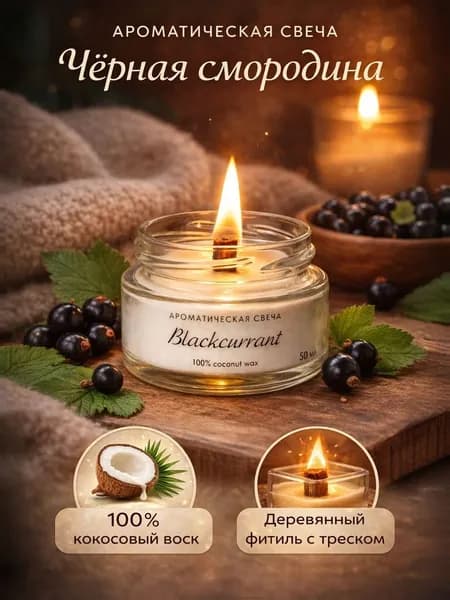 Свеча ароматическая "Чёрная смородина50", 3.5 см х 5.5 см, 1 шт