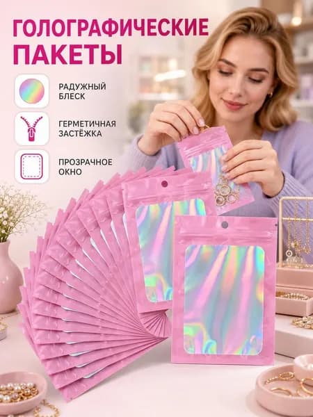 Упаковочный пакет 12x9 см 50 шт розовый