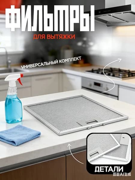 Фильтр для вытяжки кухонной жировой, кухонный жиропоглощающий фильтр против загрязнений 320x260x9 мм, рамочный, 5 слоев, алюминиевая сетка