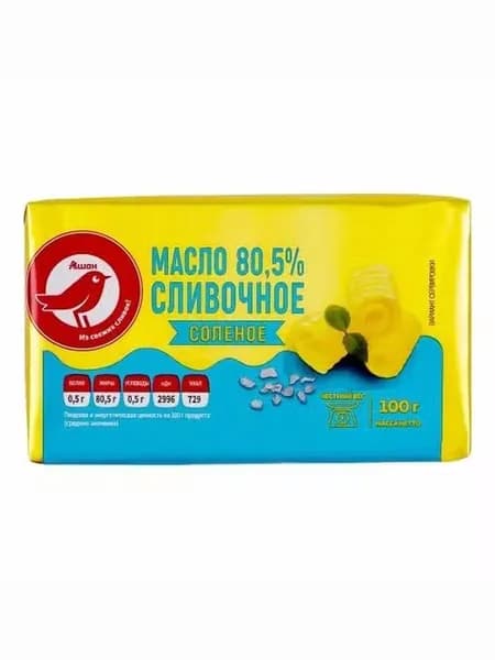 Сливочное масло АШАН Красная птица 80,5% БЗМЖ 100 г