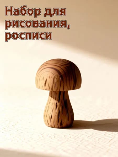 Набор деревянных заготовок в форме грибов для декора, 6 шт светло-коричневые
