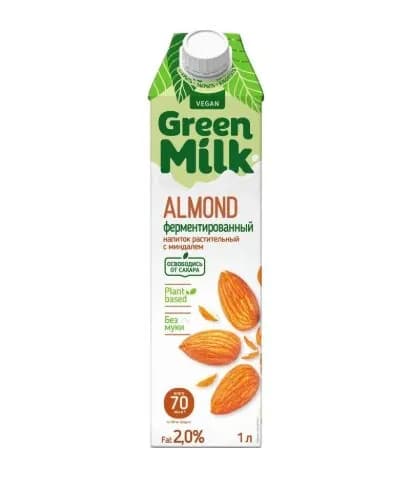 Напиток миндальный Green Milk Barista на соевой основе, ультрапастеризованный, 1 л, упаковка 12 шт.