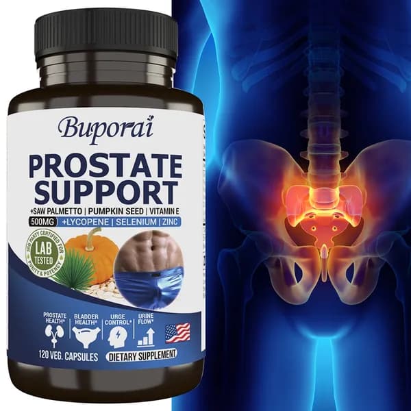Buporai Prostate Support - содержит экстракт пальмы сабаль, семена тыквы, витамин Е, ликопин, селен и цинк - поддерживает здоровье простаты, мочевого пузыря, контроль мочеиспускания и отток мочи.
