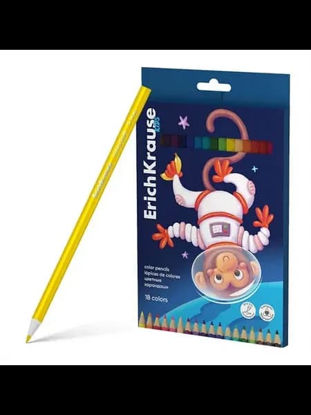 Карандаши 18 цв (61787) Kids Space Animals трехгранные, 1шт