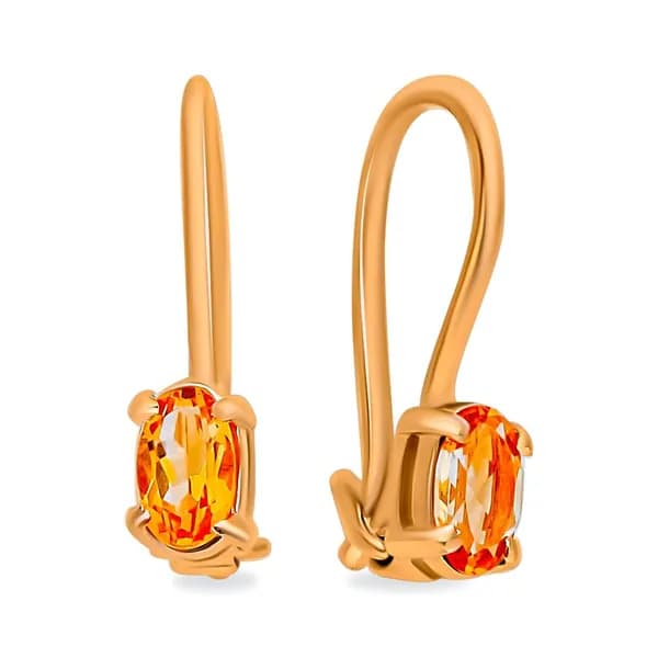 Серьги женские с цитринами из красного золота 585 пробы 585GOLD