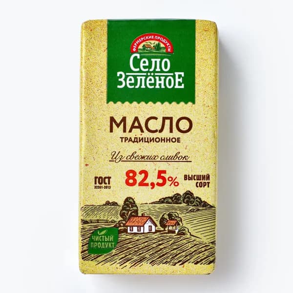 Масло сливочное "Традиционное" 82,5% 175 г Село Зеленое, фольга