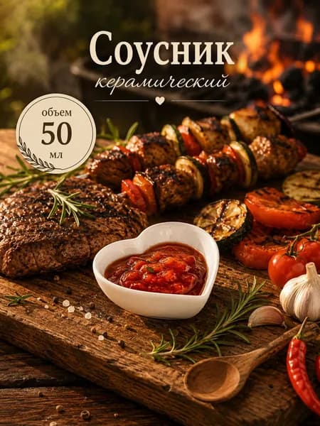 Соусник Доляна "Сердце", 50 мл, 7,5х7 см, цвет белый