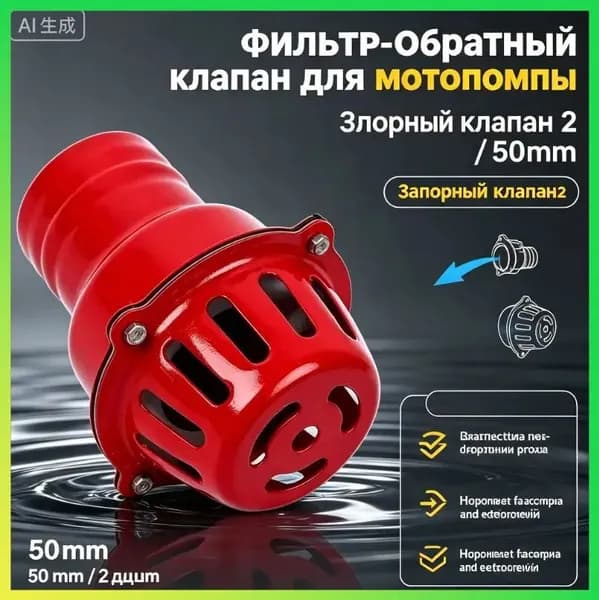 Всасывающий фильтр (железный) с обратным клапаном для насосов,мотопомп 2" (50 мм)