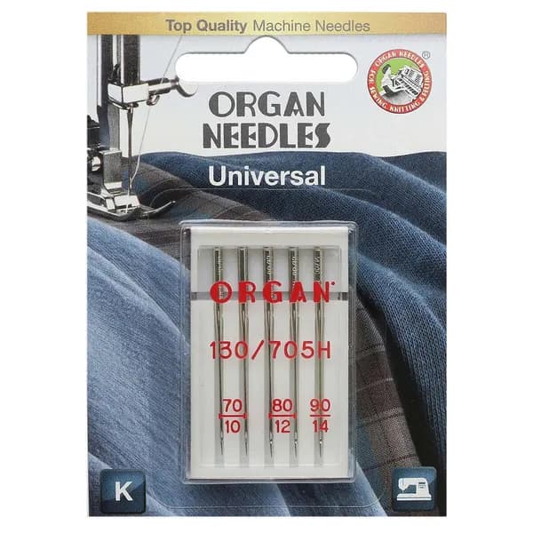 Иглы ORGAN для швейных машин универсальные, № 70-90, 5 шт Blister