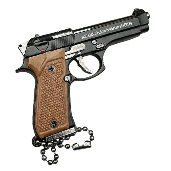 Алюминиевый брелок-ключ в виде пистолета Beretta 92A1, масштаб 1:3