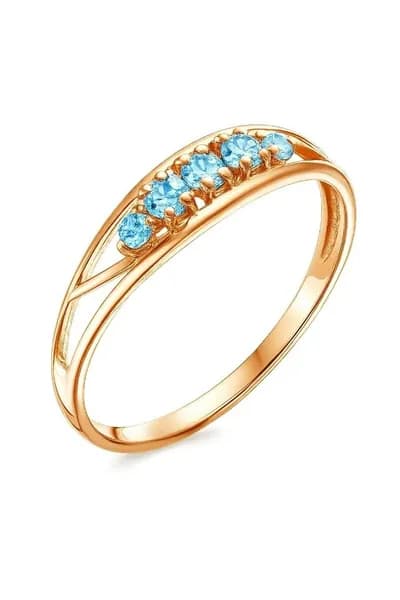 Jewelry Valley Кольцо ювелирное с голубым топазом, золочение, серебро 925 пробы