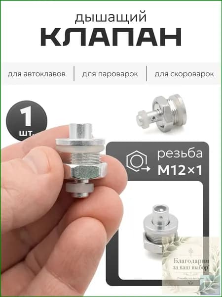 Премиум обратный клапан для автоклава с резьбой М12, поставляемый в единственном экземпляре, оснащен дышащим механизмом.
