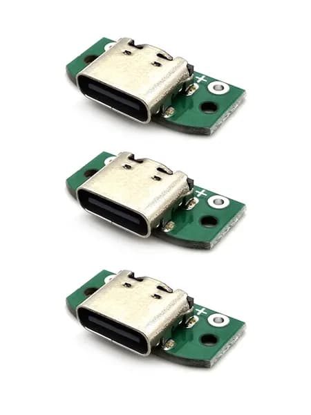 Гнездо TYPE-C на плате, 2PIN металлизированные контакты, комплект - 3шт