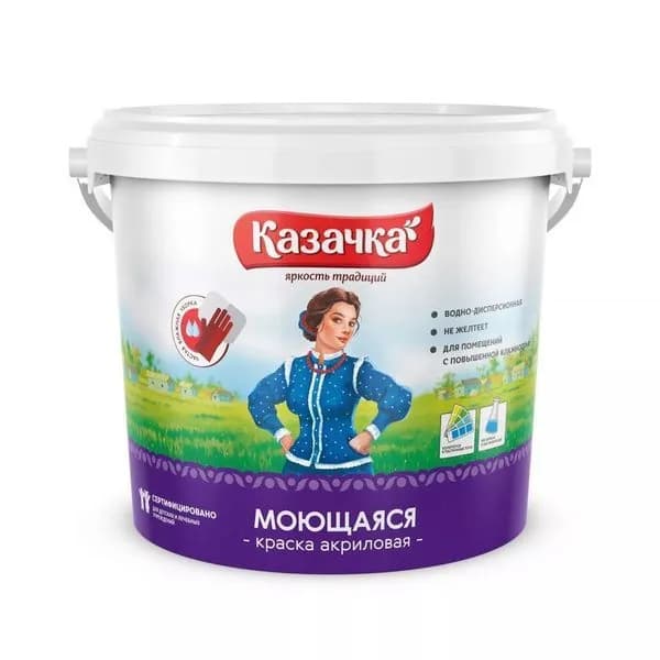 Краска МОЮЩАЯСЯ акриловая водно-дисперсионная 1.4 кг