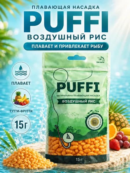 PUFFI ПАФФИ воздушный рис Тутти-фрутти 15 г, плавающая наживка на крючок для карася, карпа, леща