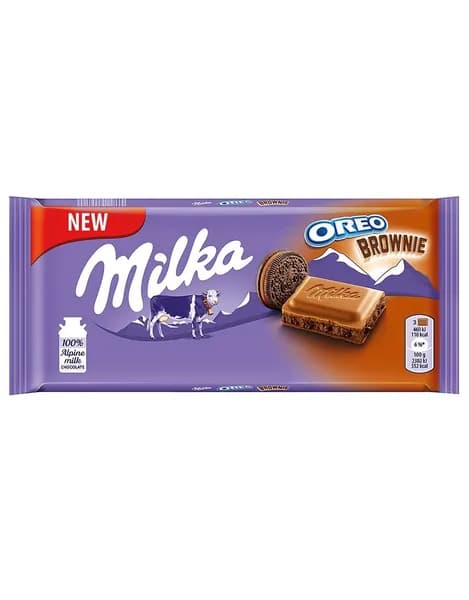 Шоколад Milka Oreo Brownie, молочный, с какао-кремовой начинкой и печеньем из какао, 100 г