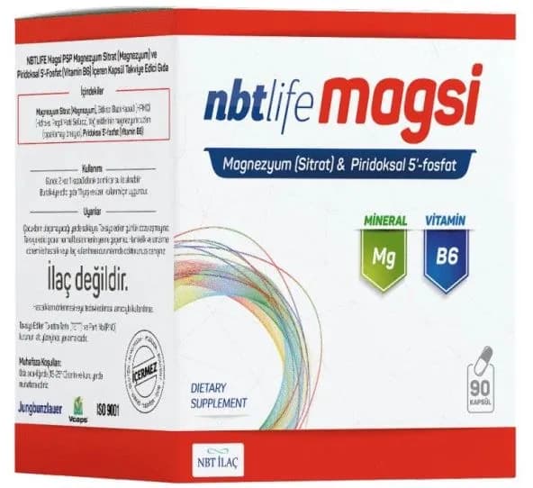 Nbt Life Magsi Магний P5P Витамин В6, 90 капсул Цитрат магния