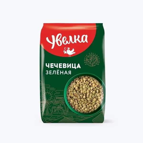 Чечевица зеленая тарелочная продовольственная Увелка, 450 г