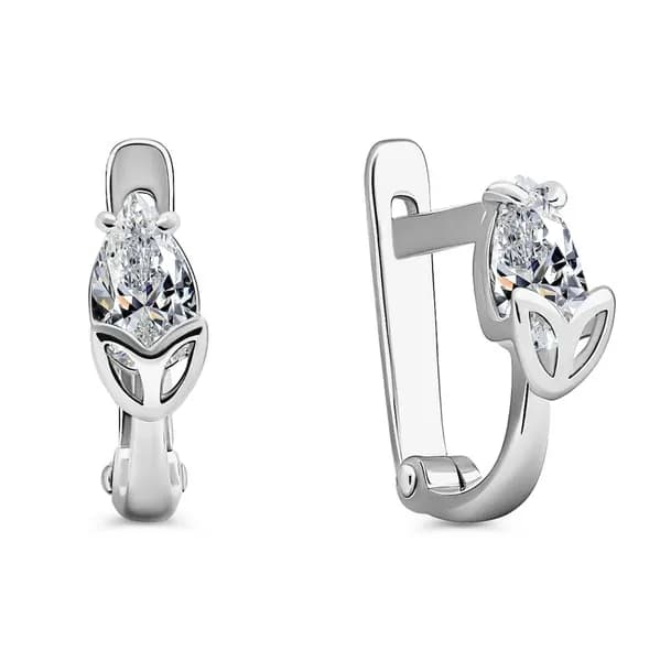 Серьги женские с фианитами серебро 925 пробы 585GOLD