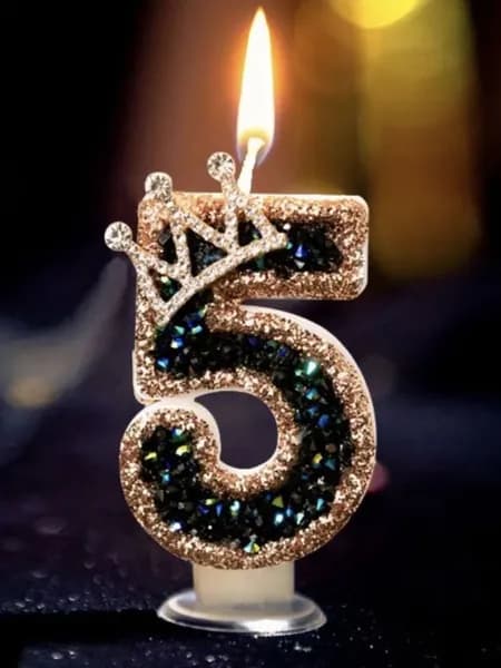 Свеча ароматическая цифра 5, 7 см х 4 см, 1 шт