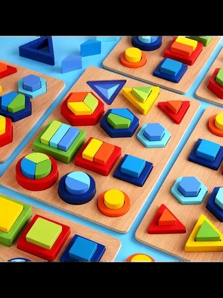 Геометрическая деревянная головоломка для детей Montessori