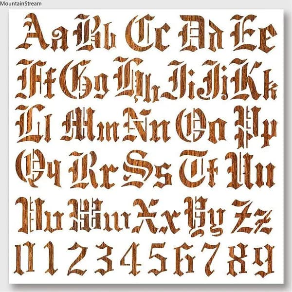 1 шт. трафарет с готической буквой алфавита и цифрами 11,81 x 11,81 дюйма, шаблон для рисования с отверстием, многоразовый трафарет для творчества и рукоделия