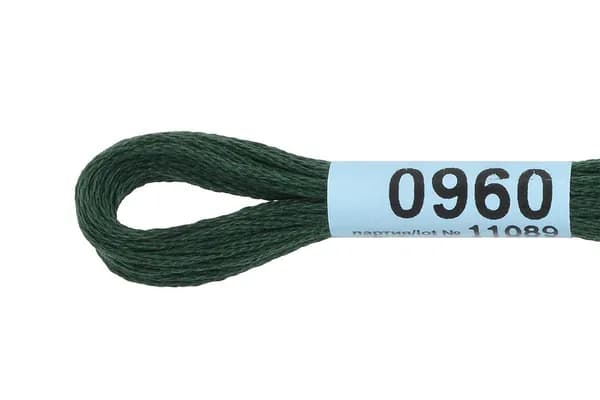 Мулине GAMMA нитки для вышивания 2 шт. по 8 м., 0960 темно-зеленый
