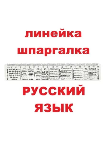 Линейка 20см "РУССКИЙ ЯЗЫК", со справочным материалом, пластиковая, прозрачная